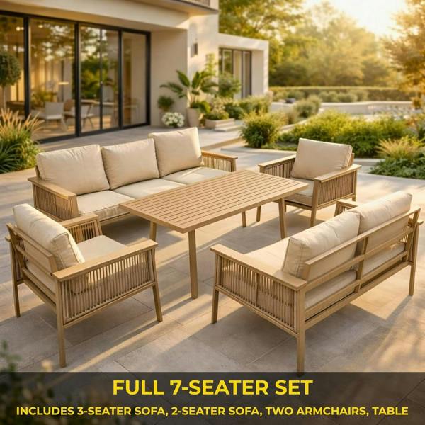 Shatchi Luxury Outdoor Aluminium Sofa Set - Modern Garden Furniture with Coffee Table
