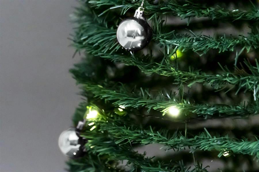 4ft to 6ft Pre-Lit Pop Up Christmas Tree with Warm White LED Lights and Silver Baubles image 6