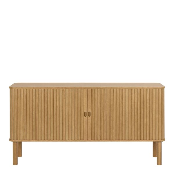 Wyld Haus Copenhagen Natural Oak Wooden Etched Sideboard 2 Tambour Doors