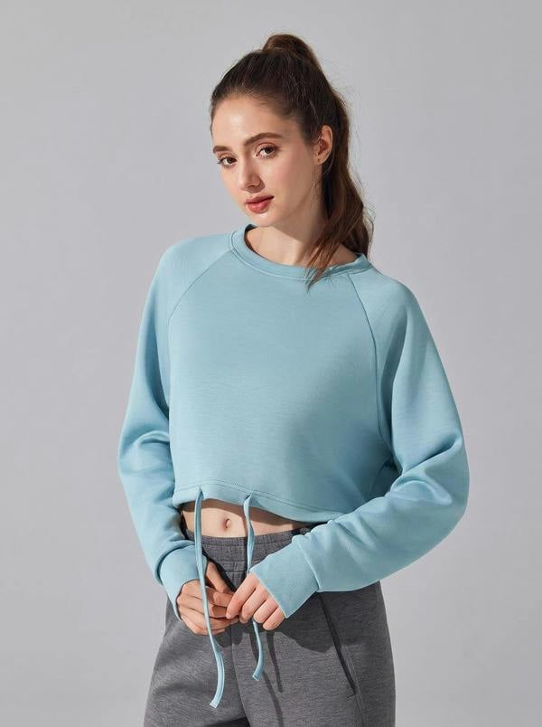 Anniou Women's Cropped Drawstring Sweat Set