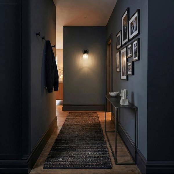 Classy Matte Black Switched Wall Light with Clear Ribbed Glass Shade Image 6