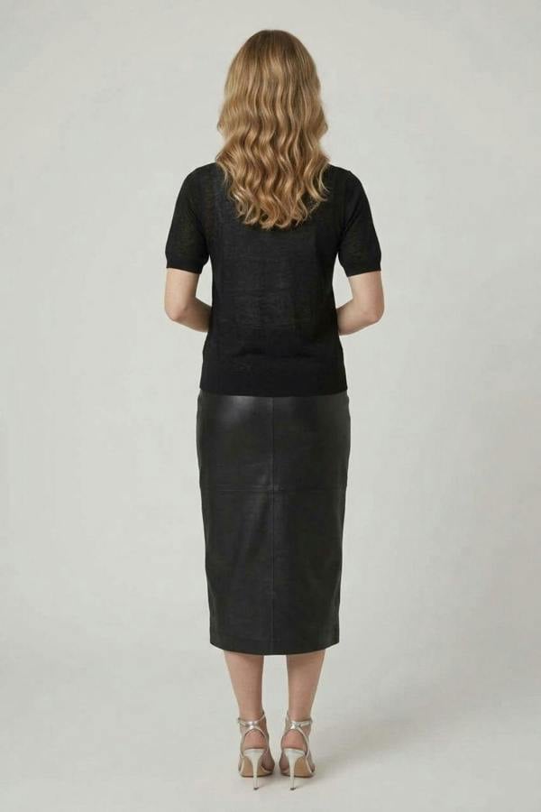 Black | Abstract Diamante Cap Sleeve Knit Top