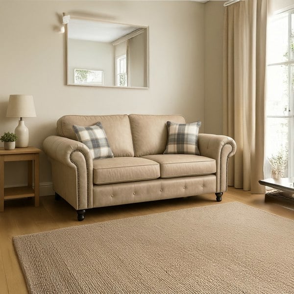 Furnishings For Less Oakland Marble Leather 2 Seater Sofa