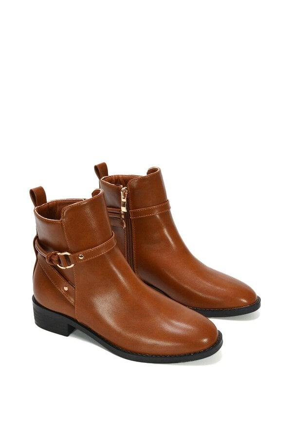 XY LONDON Ankle Boots Buckle Strap Low Heel Chelsea