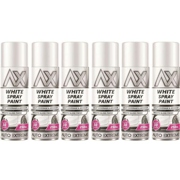 Auto Extreme 6X Auto Extreme White Gloss Spray Paint 250ml