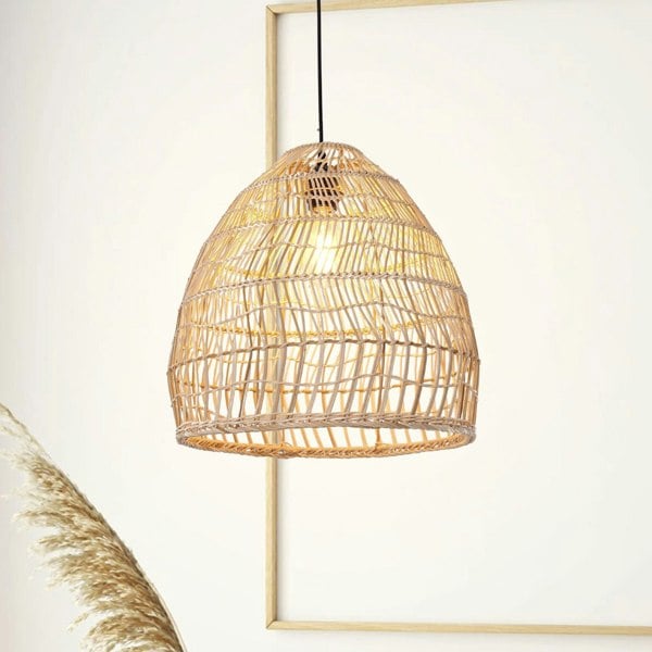 Lightsin Woven Rattan Dome Pendant Ceiling Light for Rustic Interiors Lightsin UK 
