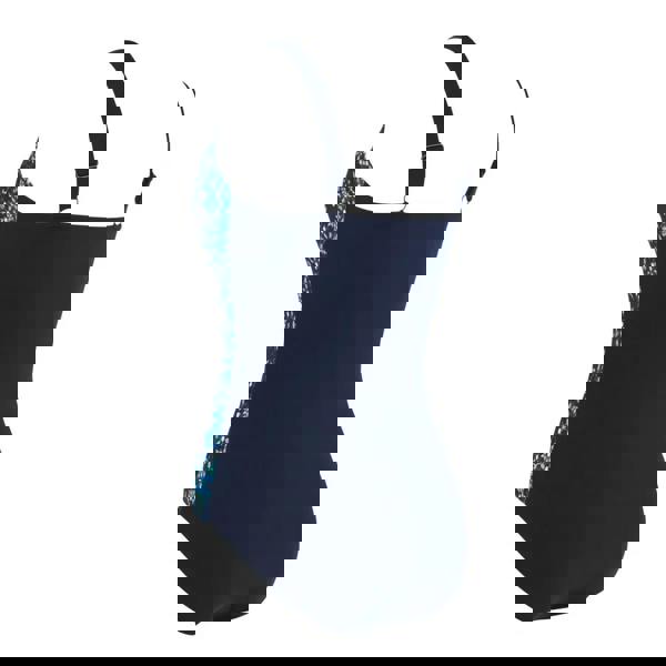 Zoggs Blue Chime adjustable classicback swimsuit in navy blue with sequined straps