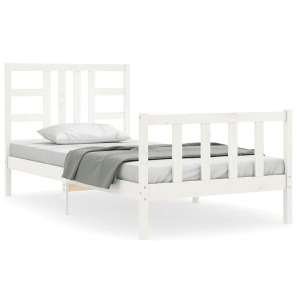 Berkfield Bed Frame with Headboard White 100x200 cm Solid Wood