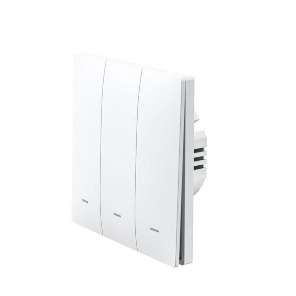 ENER-J EnerJ 3 Gang Smart WiFi Push Button Light Switch White, No Neutral Required, LED Indicator, App & Voice Control (Alexa, Google, Siri)