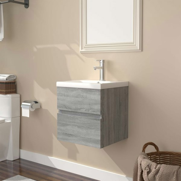 Berkfield Sink Cabinet with Built-in Basin Grey Sonoma Engineered Wood