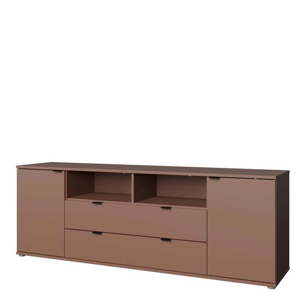 Furniture To Go Ganymede Wide TV Unit with Open Shelving, 2 Drawers & 2 Doors in Terracotta