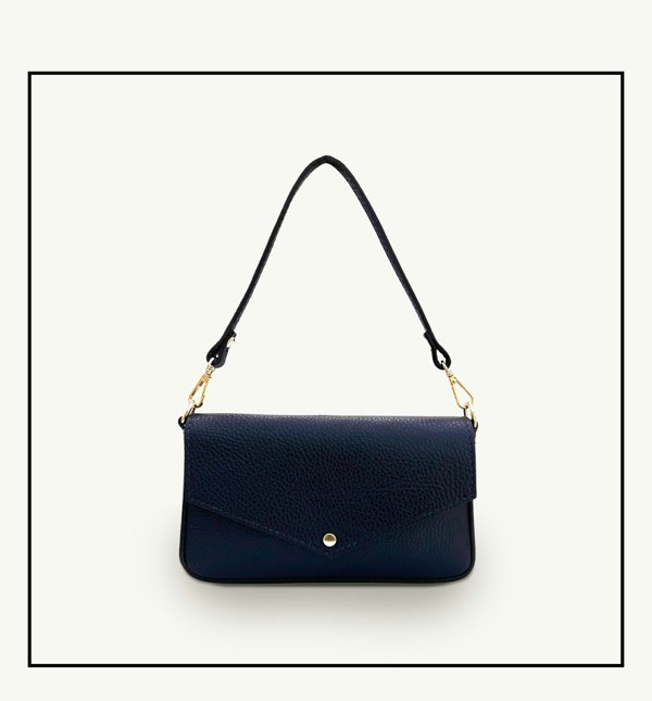 Apatchy London The Munro Leather Shoulder Bag - Navy