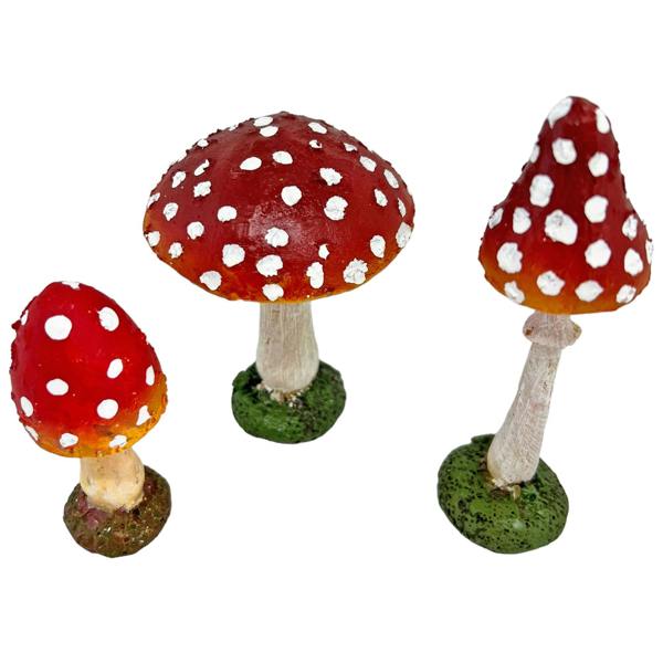 Farmwood Set of 3 Garden Mushroom Ornaments
