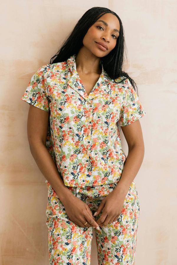 Lily & Me Mayflower Crop Pyjama Set White