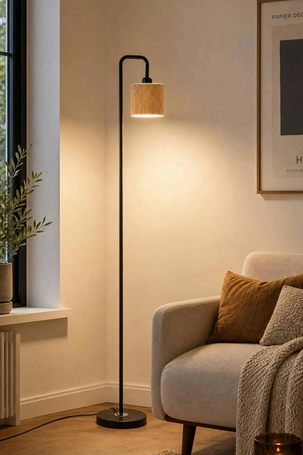 Modern Cylindrical Rope Floor Lamp