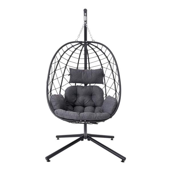 Living and Home Egg-Shaped Hanging Chair with Soft Cushion & Headrest