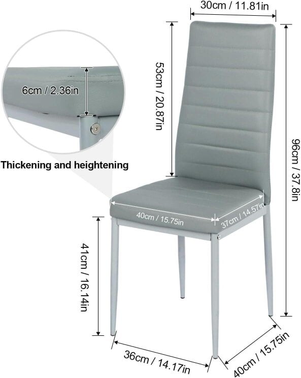 Kosy Koala Modern Round Dining Table With 4 Grey Faux Leather Chairs Kitchen Furniture Set