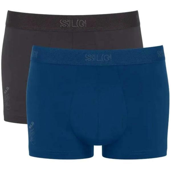 Sloggi 2-Pack SLG Base Boxer Trunks, Blue/Charcoal