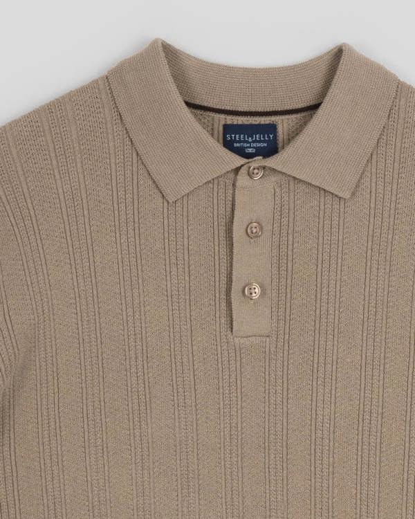 Steel & Jelly Textured Stripe Short Sleeve Polo Shirt