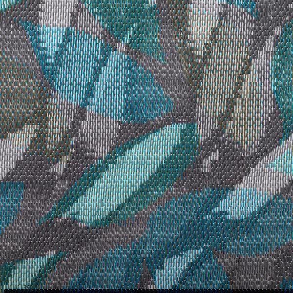 Samuel Alexander 1.5m x 2.1m Flora Leaves Large Outdoor Alfresco Patio Rug Mat in Blue