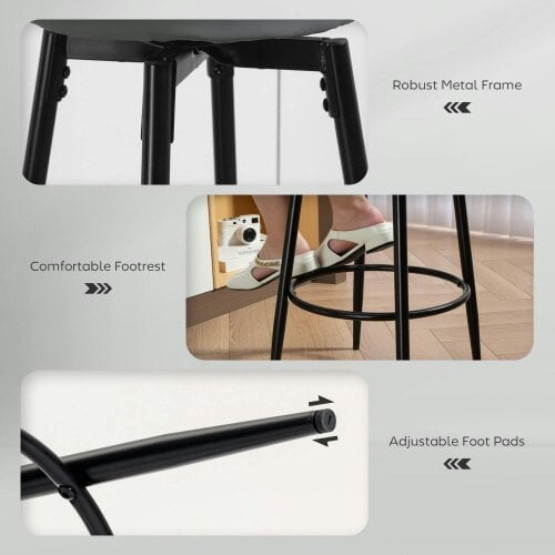 Wyld Haus Relura Faux Leather Grey And Black Bar Stools Set Of 2 With Footrests