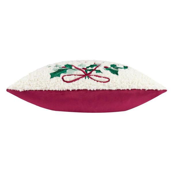 Furn Holly Jolly Embroidered Wreath Christmas Cushion Cover - Multicoloured - 