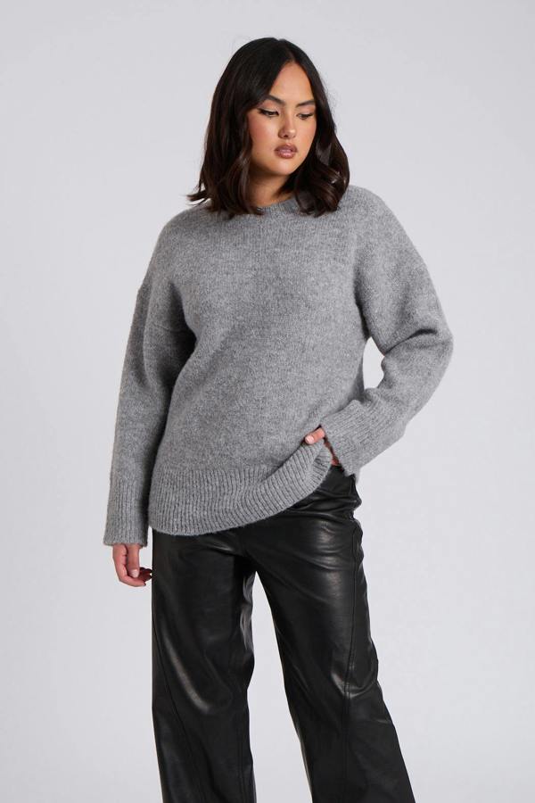 Urban Bliss Grey Wool Blend Crew Neck Jumper