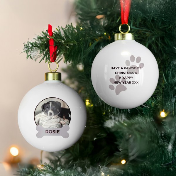 Personalised Memento Company Personalised Photo Upload Dog Christmas Bauble