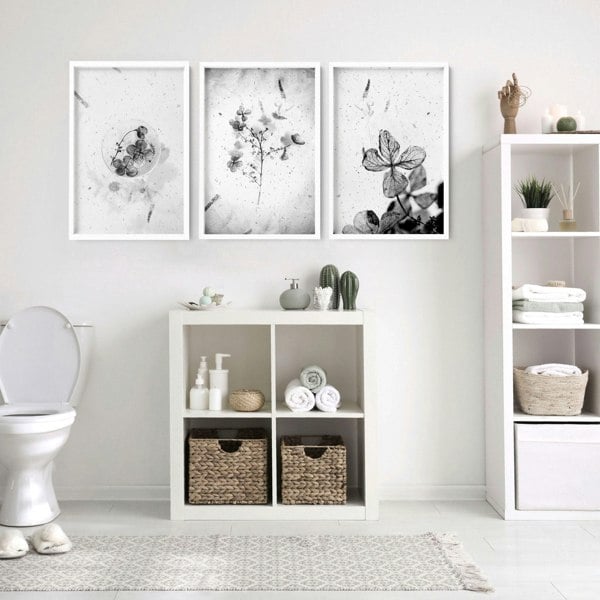 Modern bathroom wall decor ideas | Set of 3 wall art prints