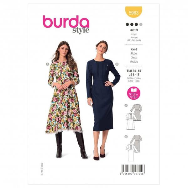 Burda Sewing Pattern 5983 Dresses For Women, 8-18 (34-44) - Intermediate