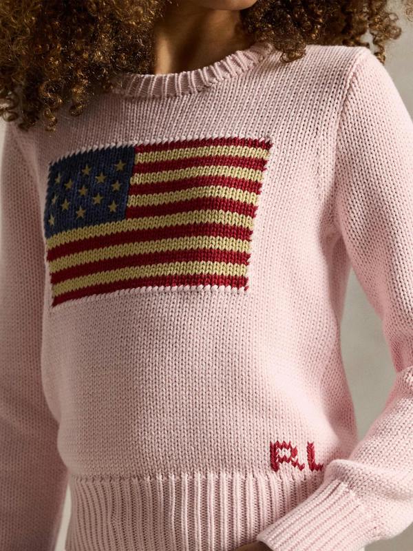 Ralph Lauren Kids Ralph Lauren Girls USA Flag Jumper in Pink