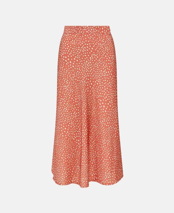 Pink Animal Midi Skirt satin