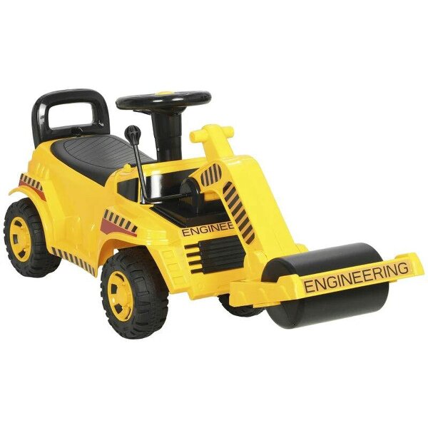 Ride On Tractor, Kids Bulldozer Pull Cart with Horn, Storage, Front Roller, Ride-On Car for Ages 1-4 Years, Yellow