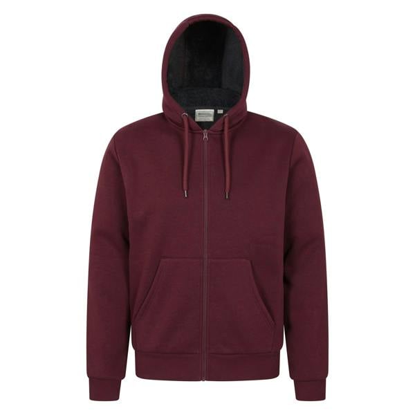 Mountain Warehouse Mens Dalton Borg Lined Full Zip Hoodie - Burgundy - 