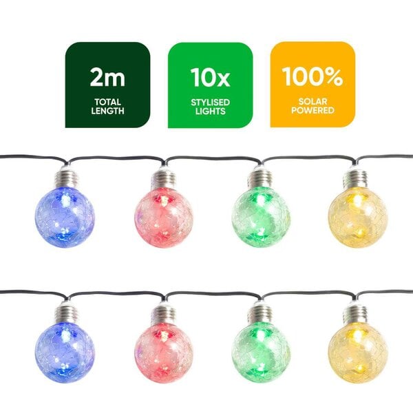 Gardenwize 10-Piece Solar Crackle Ball String Lights – Outdoor LED Garden Lights