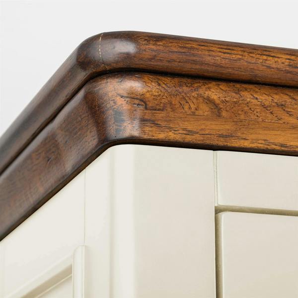 Statement Furniture Queensbury Large Triple Dresser, Three Door Display Cabinet with Oak Top