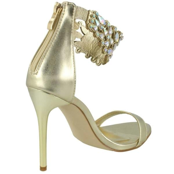 Anne Michelle Ladies Anne Michelle Jewelled Ankle Strap Heeled Sandals F10862