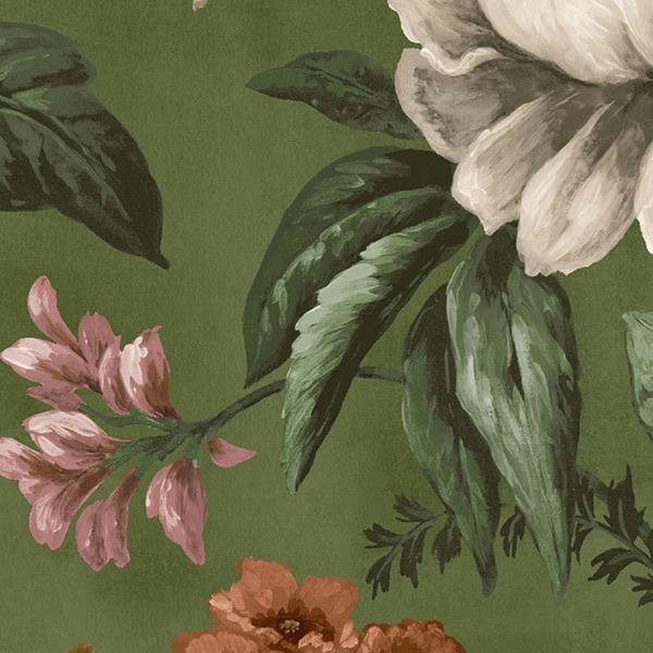 Superfresco Easy Gardenia Floral Wallpaper - Forest Green - 10m