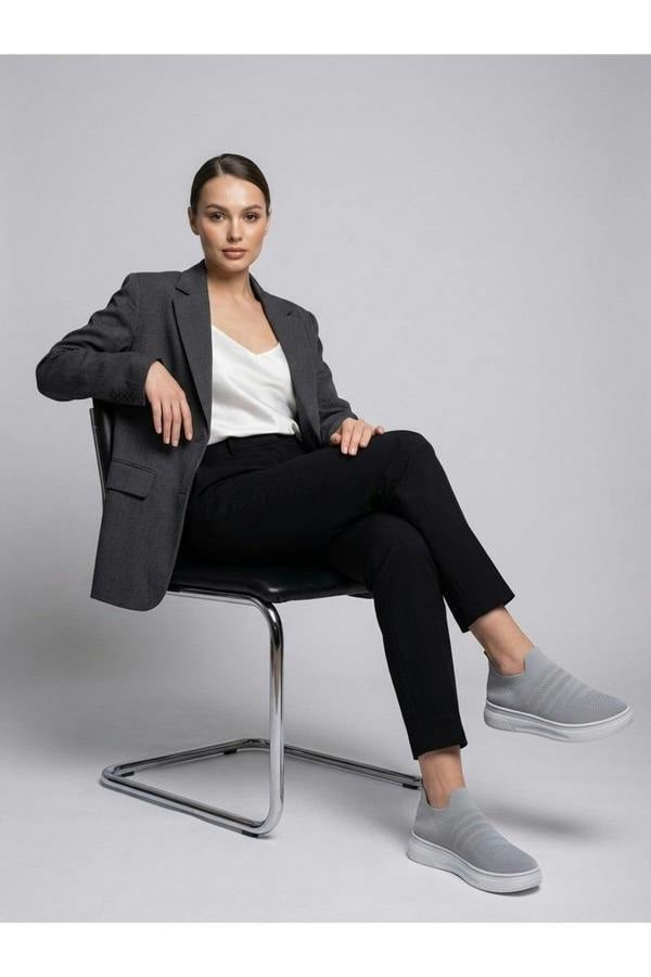 Grace Knit Slip On Trainers - Grey