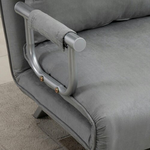 Wyld Haus Nilara Light Grey 2 Seater Click Clack Sofa Bed Silver Metal Legs