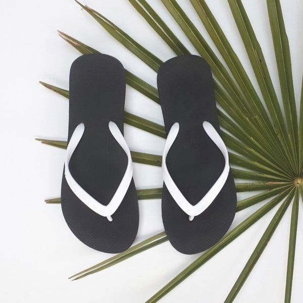 Filli London Naked Comfort Flip Flops - White on Black