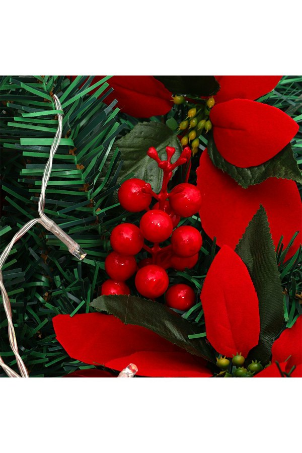 Living and Home 1.8m Artificial Christmas Swag with LED Light for Front Door Fireplace Bows Flowers Balls Decorative Swag Wreath