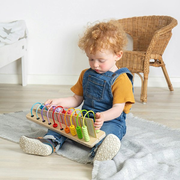 Bigjigs Toys Wooden Colourful Rainbow Counting Abacus