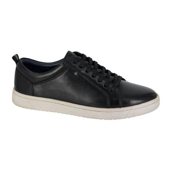 Roamers Mens Leather Trainers - Black - 