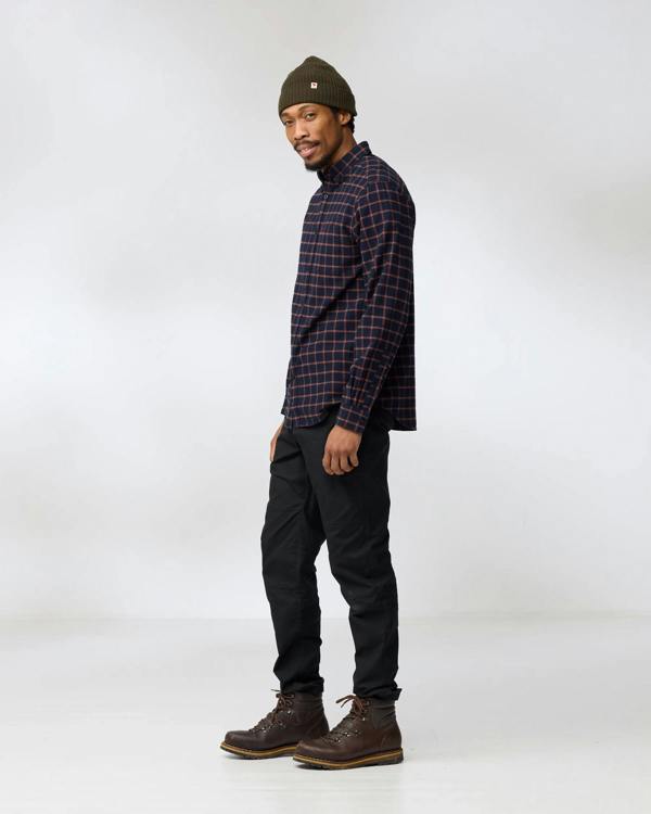 Fjallraven Övik Flannel Mens Long Sleeve Shirt - Dark Navy 555 | CHO | Designer Mens Shirts