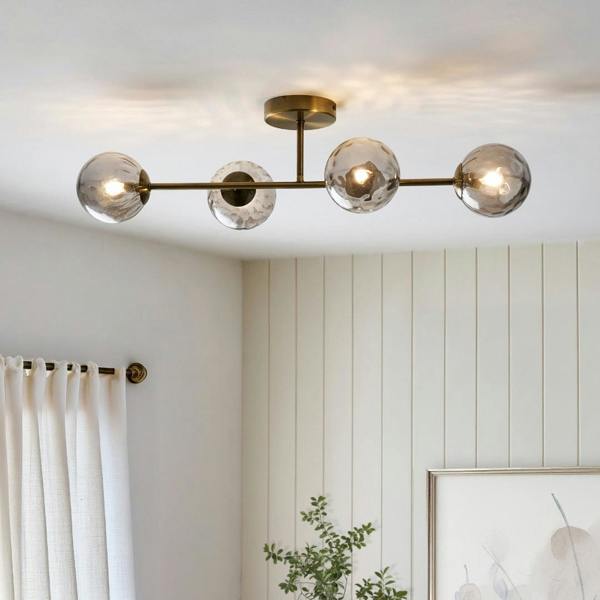 Pagazzi Lighting Tamara 4-Light Antique Brass Semi-Flush Ceiling Light