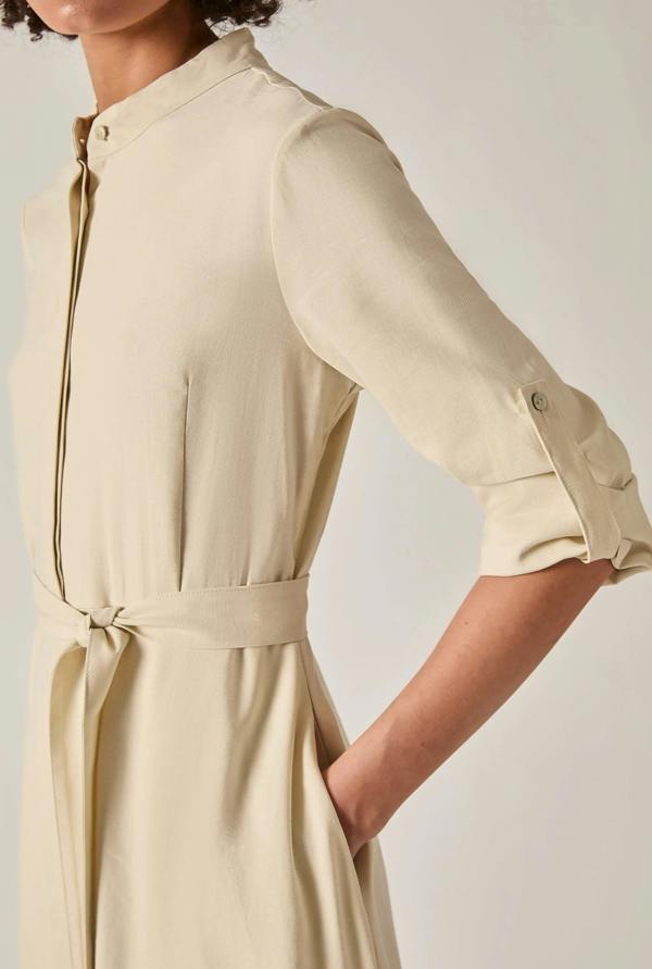 James Lakeland Cream Tie-Waist Midi Dress