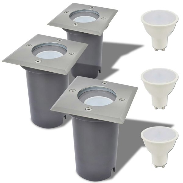 Berkfield Outdoor LED Ground Lights 3 pcs Square