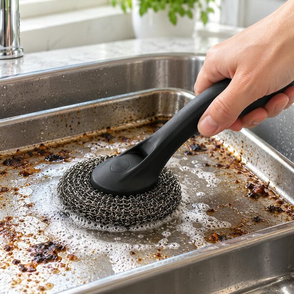 Dishmatic Scrubbee Solid Steel Handle Stainless Steel Scourer Head, 1 count