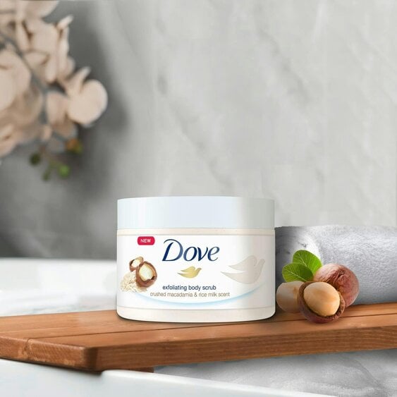 Dove Exfoliating Body Scrub Crushed Macadamia & Rice Milk, 225ml